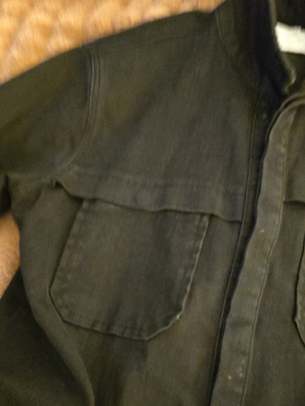 Zara Black Denim Military Field Jacket with Chest Pockets - Picture 3 of 6